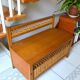 Wood and rattan bank bench from the 60s/70s.