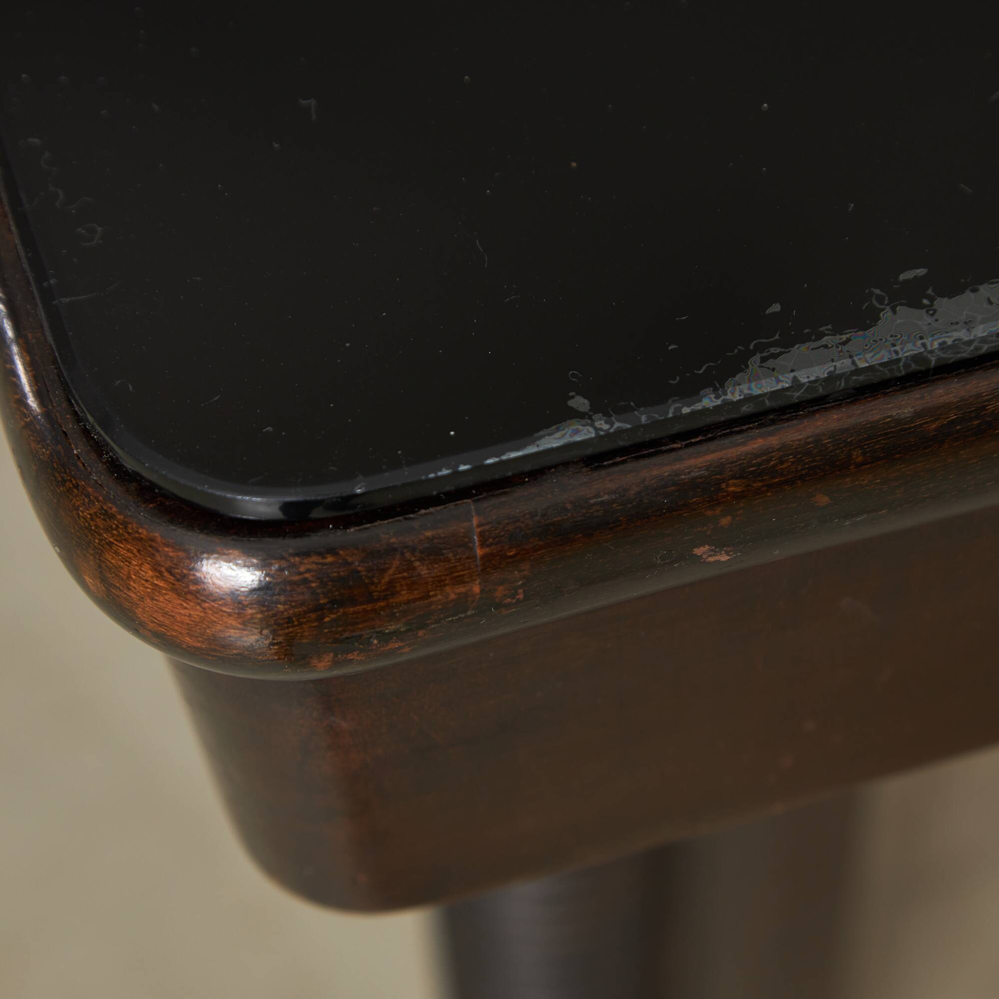 Large Robust Dinig Table with Carved Legs and Glass Top