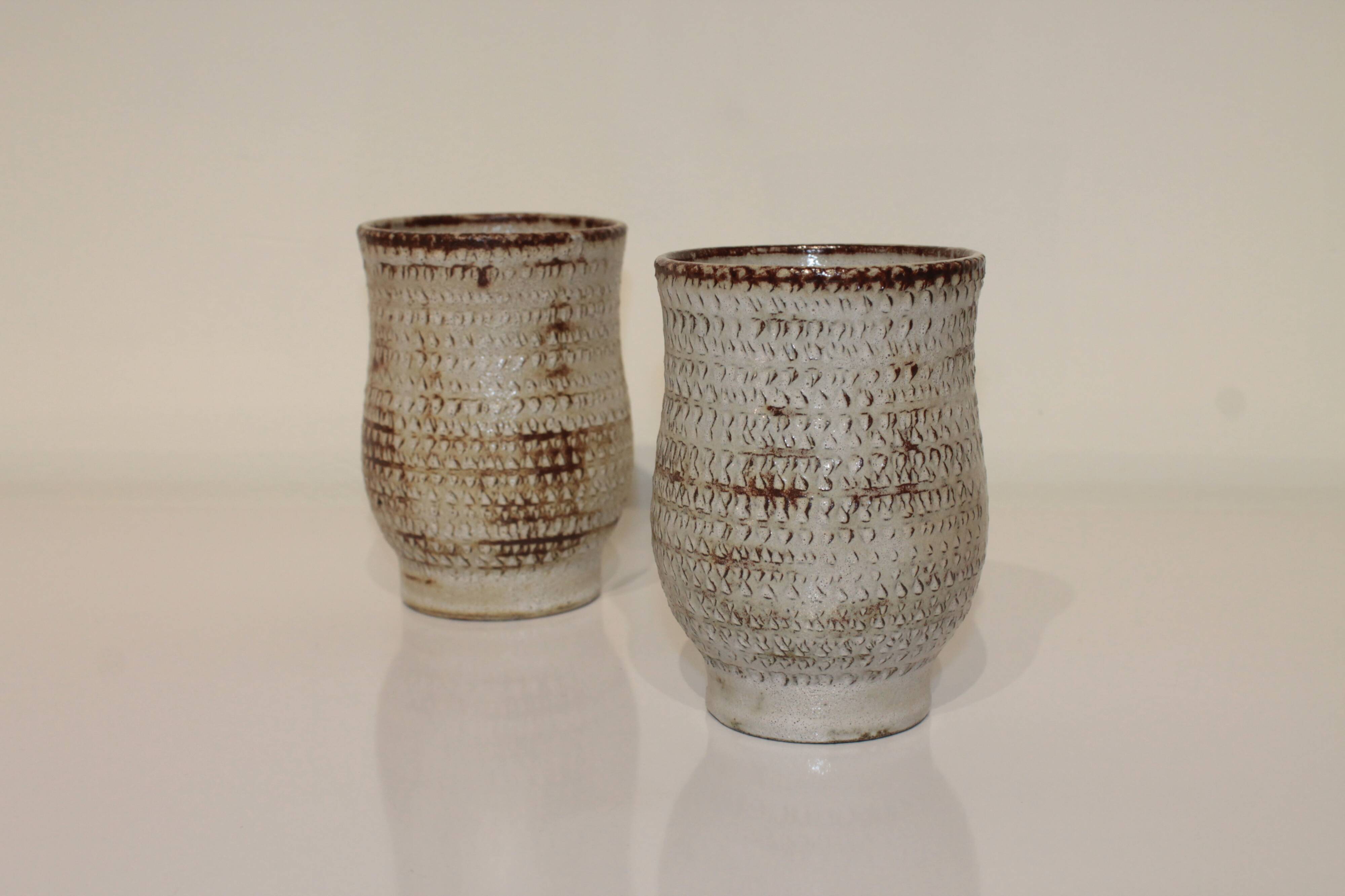 Pair of vintage Accolay ceramic vases signed