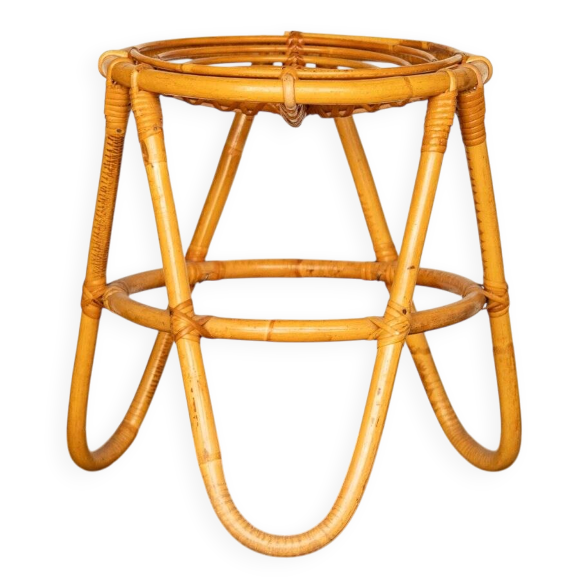 Rattan and bamboo stool 1950