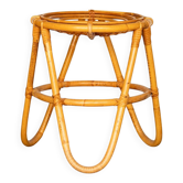 Tabouret en rotin et bambou 1950