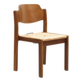 Chaise vintage tout bois caramel et assise paillée