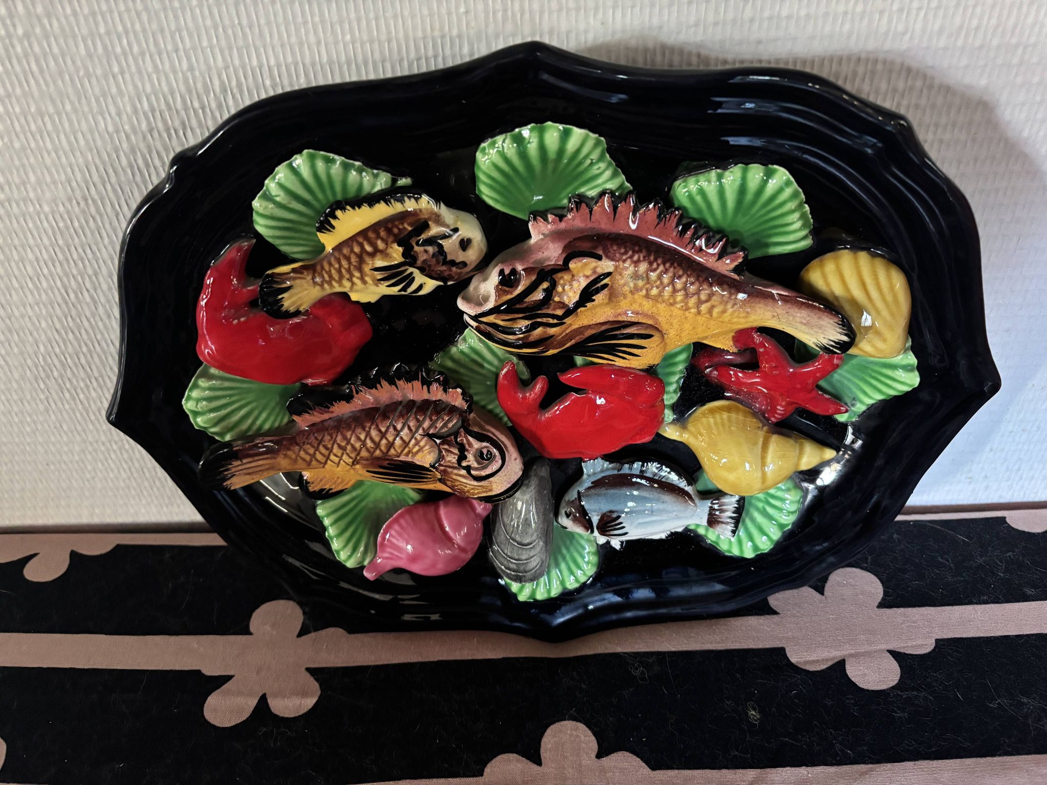 Vallauris wall decoration in polychrome ceramic, marine decor 1960.