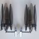 Pair of vintage Italian chrome wall sconces with smoked glass