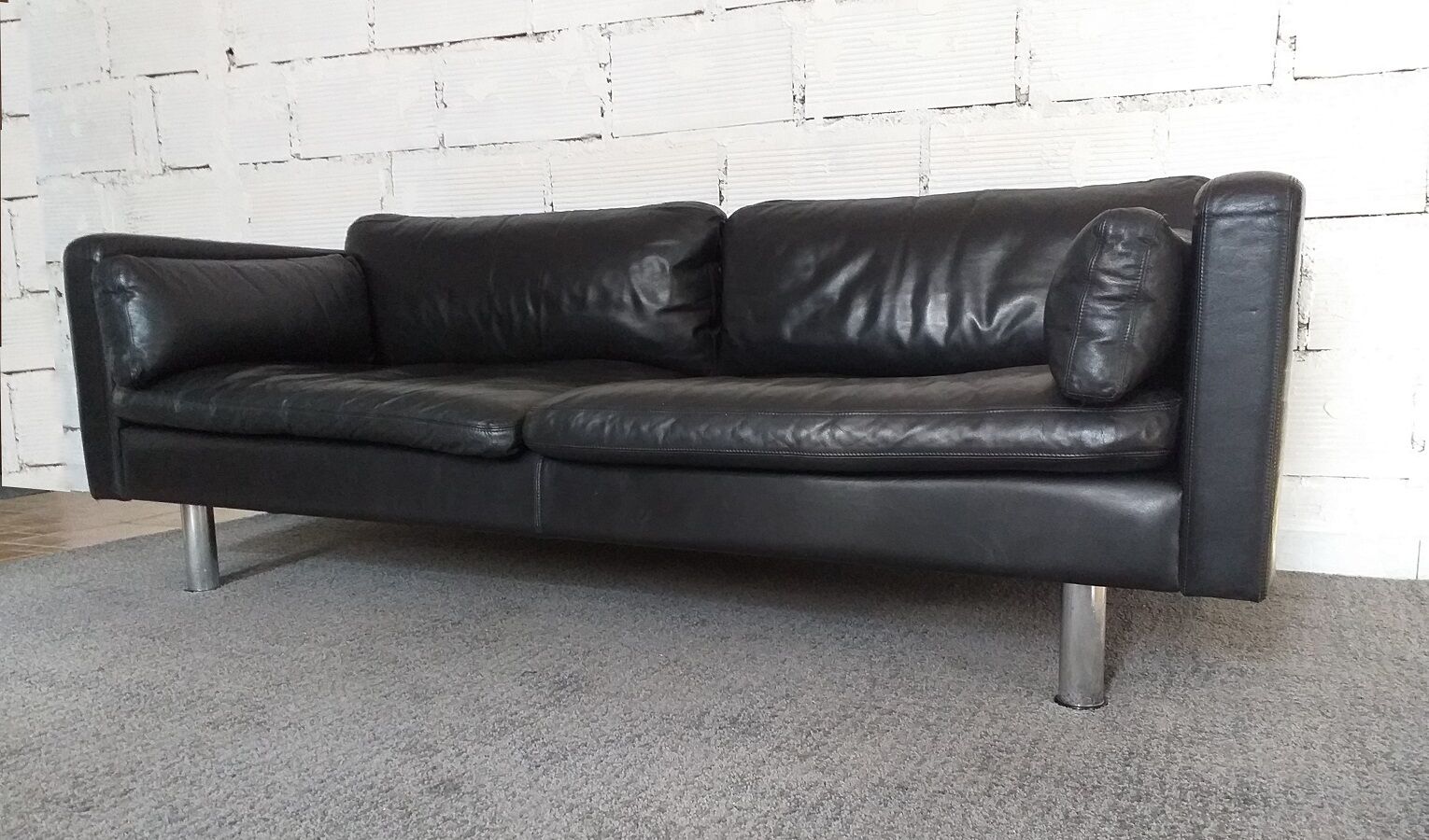 Jorgensen vintage 60s Scandinavian leather sofa