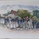Plat en faience, décors  henri. Loux, Obernai, Sarreguemines.