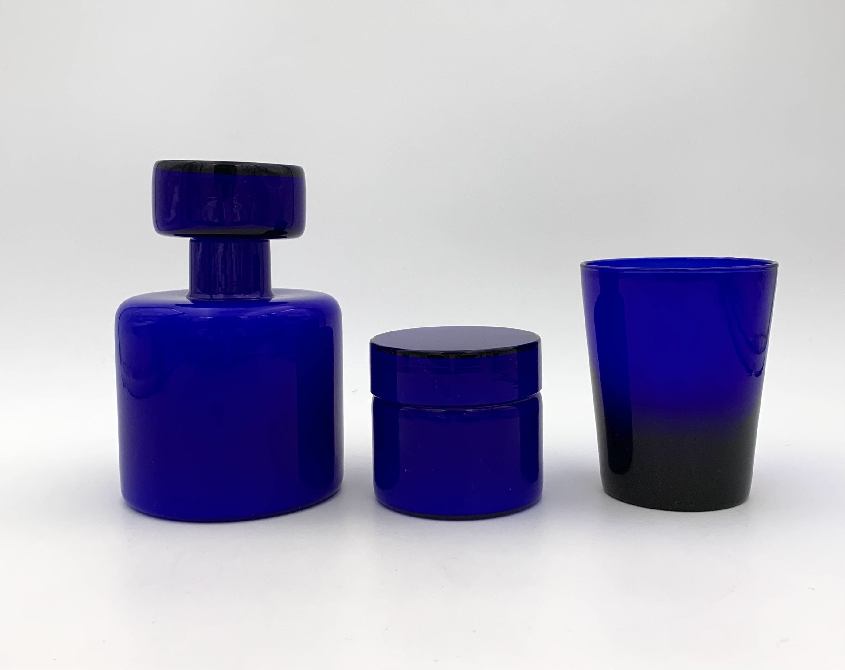 Set of glass bottles, toilet pad, Klein blue - 20th century