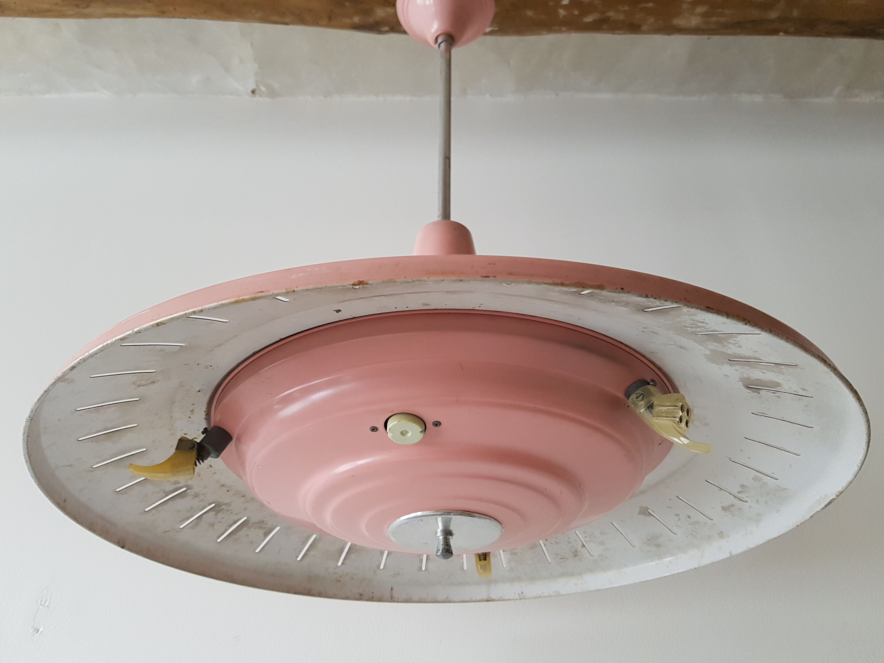 Great chandelier ceiling light years pink saucer 50 Philips vintage 1950 edition