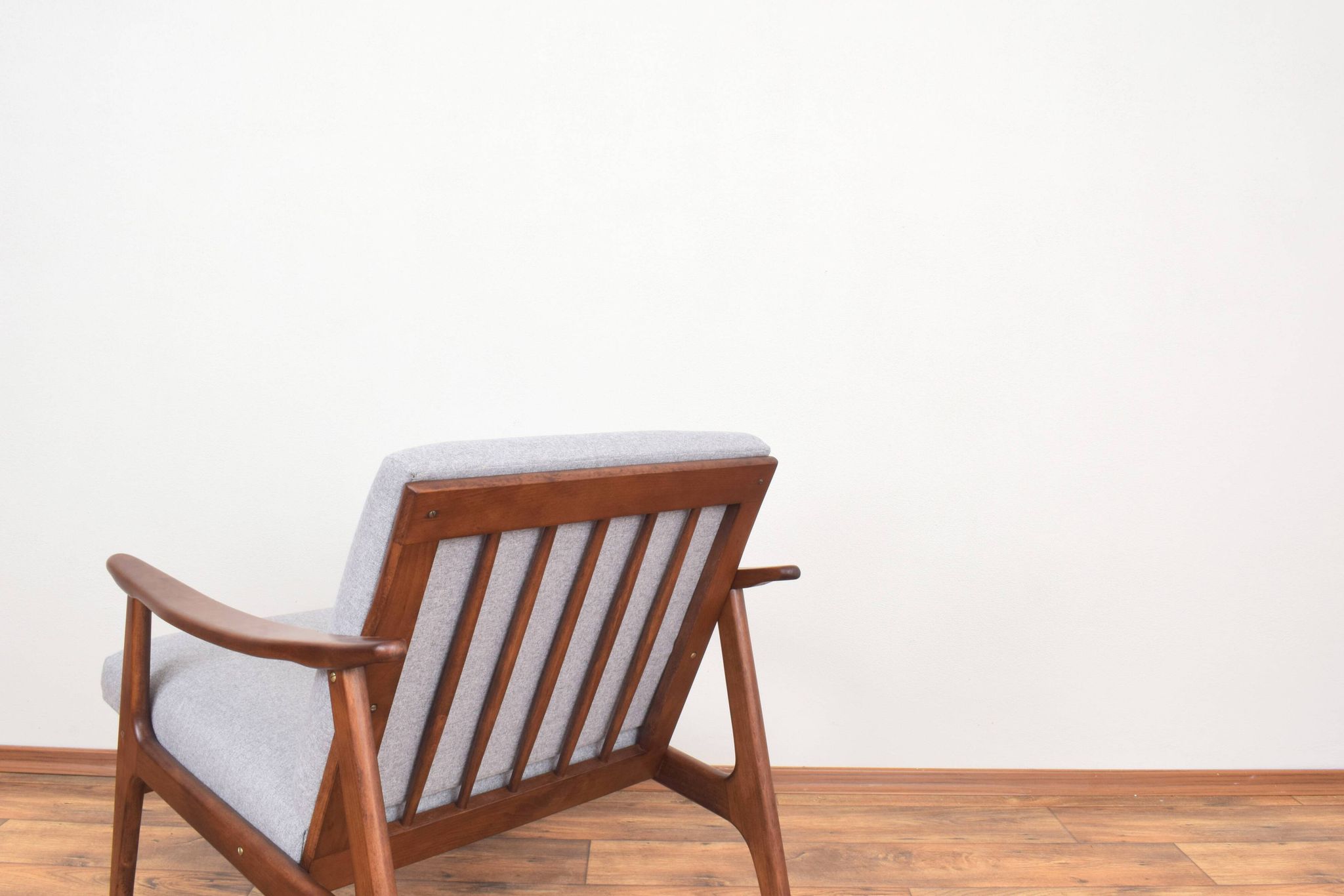 Mid-Century Pair of Polish Armchairs and Walnut Cabinet, 1960s, Set of 3.