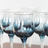 7 antique glasses in blue gradient crystal