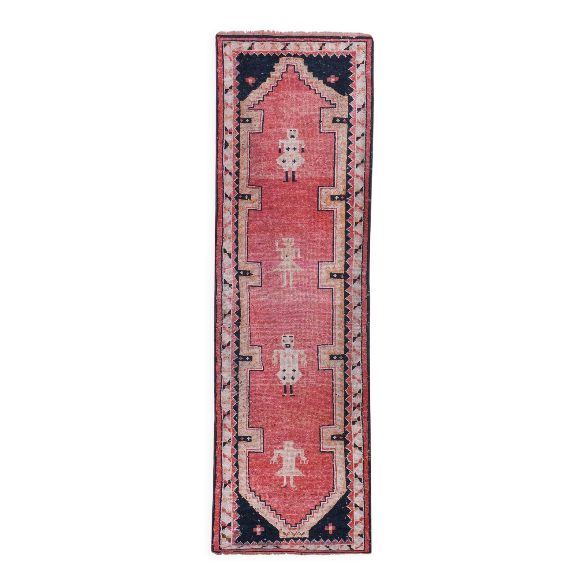 Vintage Turkish rug from Oushak, hand-woven 97x305 cm