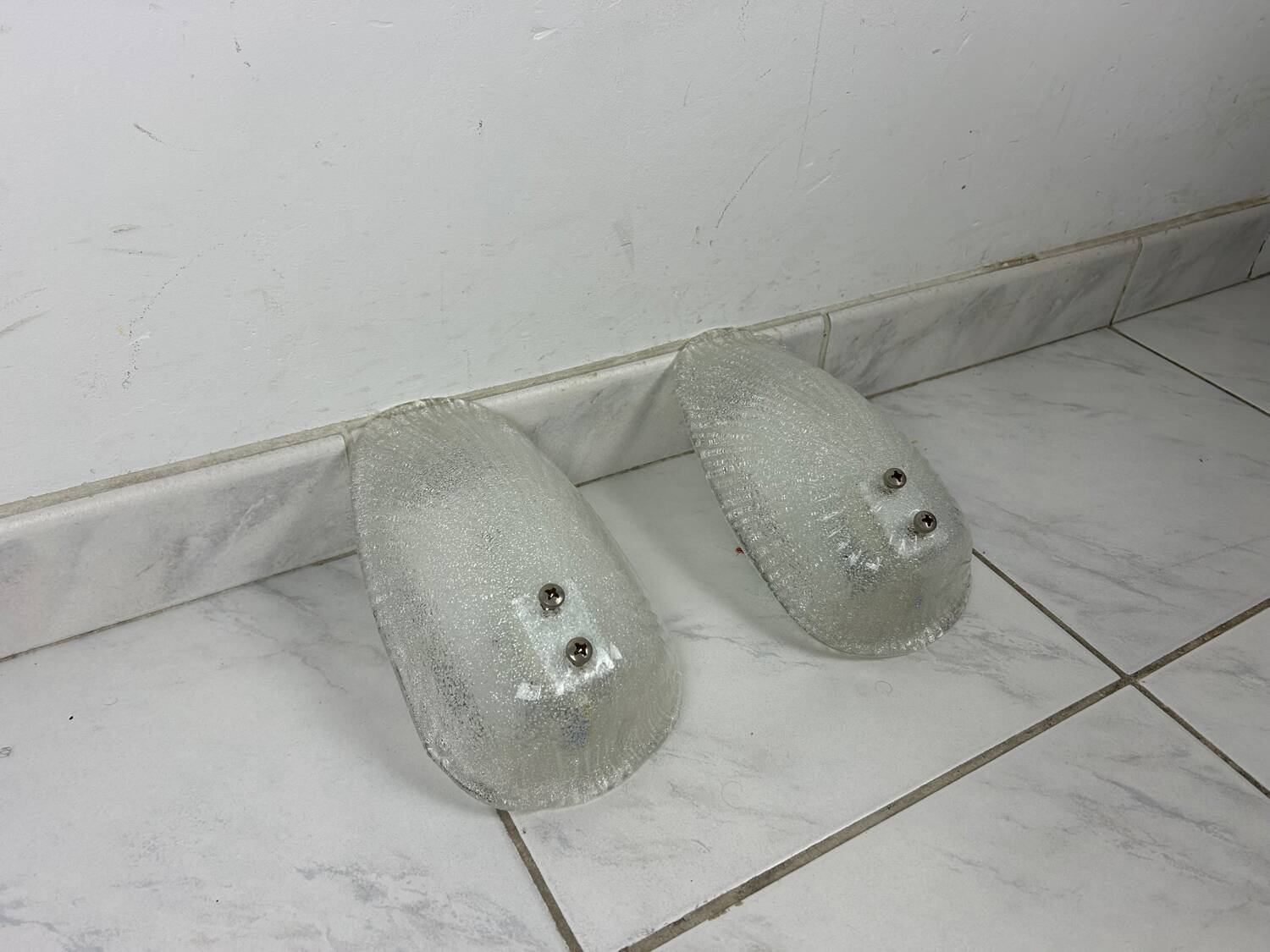 Set of two vintage Italian glass wall lamps