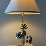 Vintage Franco Italy lamp with silver and gold metal flowers