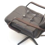 Stylish vintage leather armchair made in the 1970s