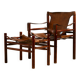 Hungarian calf leather lounge chair and ottoman, set of 2
