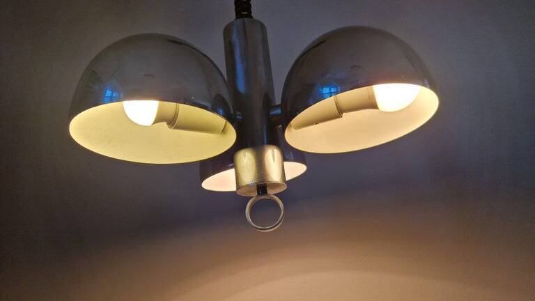 Midcentury Chrome Space Age Chandelier/Pendant Hillebrand, Germany, 1970s