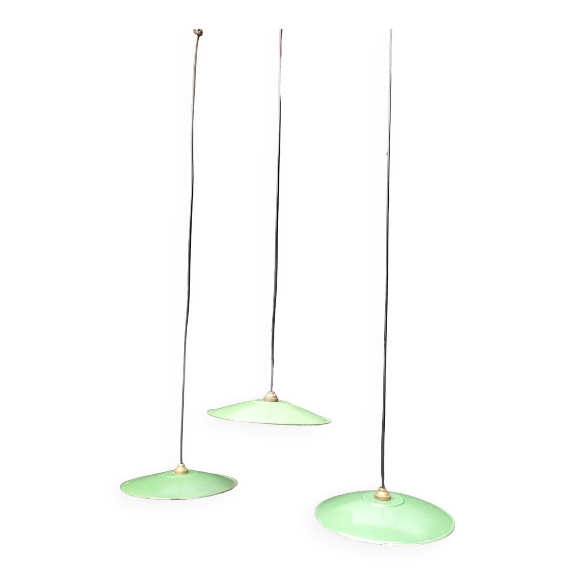 Enameled sheet metal pendant lights
