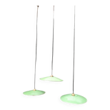 Enameled sheet metal pendant lights