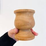 2 turned solid wood candle holders