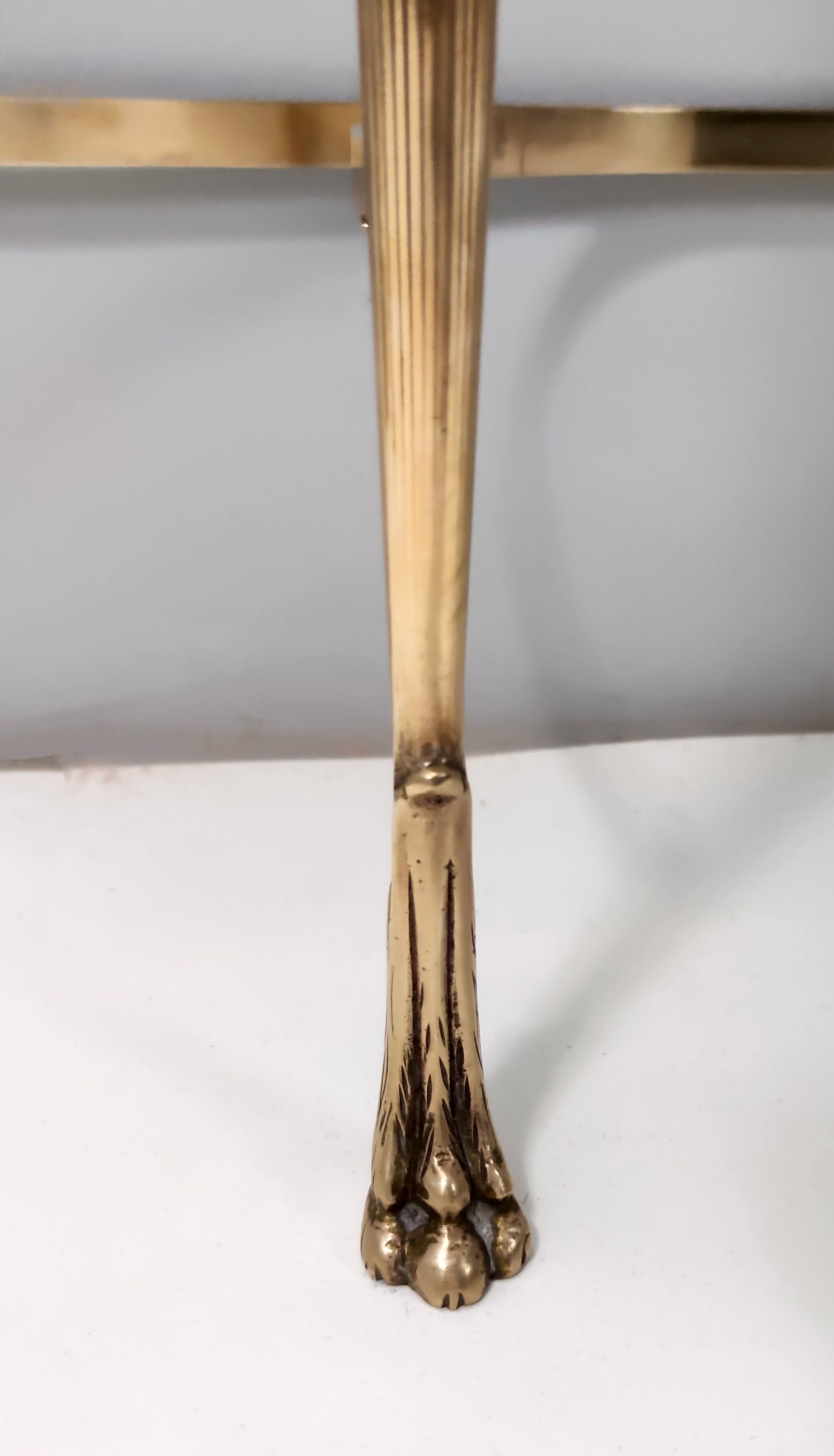 Vintage walnut console with a portuguese pink marble top and brass frame, italy
