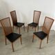 Set of 4 high back chairs in wood and imitation leather Italian design Calligaris