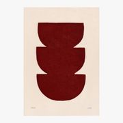 Abstract painting on paper, dark red illustration signed Eawy.
