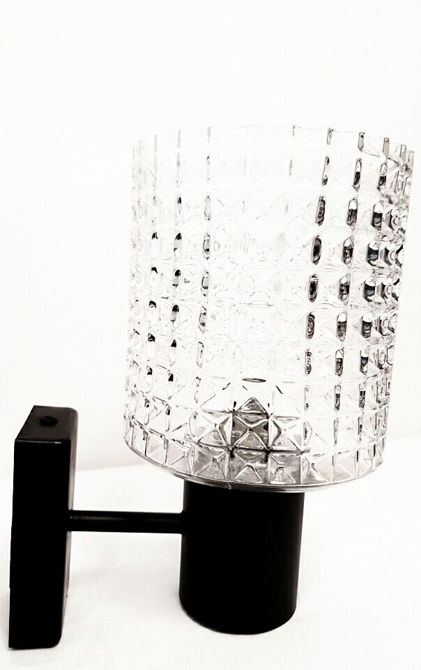 Pair of metal and glass wall lamp  70s