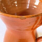 4 large orange enameled ceramic cups, signed