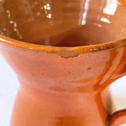 4 large orange enameled ceramic cups, signed
