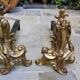 Pair of gilded bronze andirons Louis XV