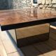 Table basse bar cocktail caché en loupe d'orme de Paul Michel, 1970 Roche Bobois