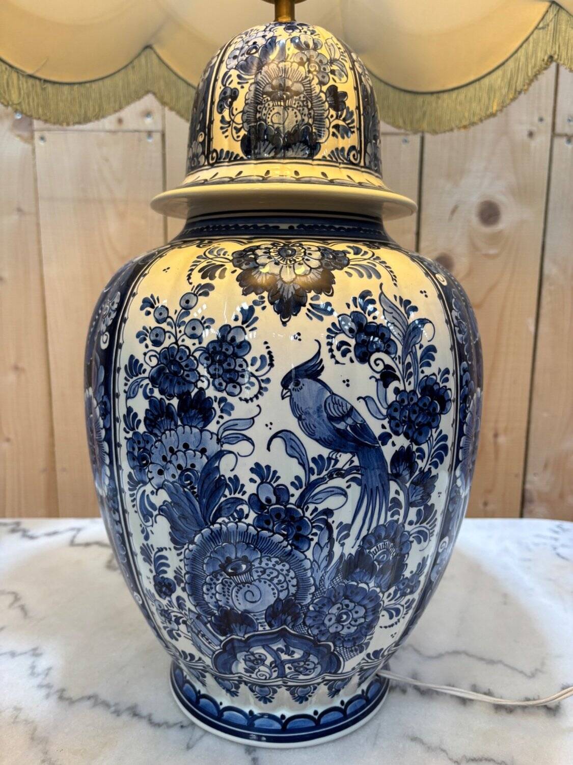 Delft lamp in blue and white earthenware - height 80 cm