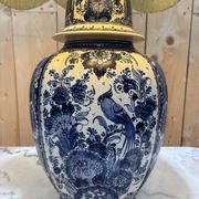 Lampe Delft en faïence bleue et blanche - hauteur 80 cm
