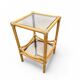 Table d'appoint en bambou et plateaux en verre