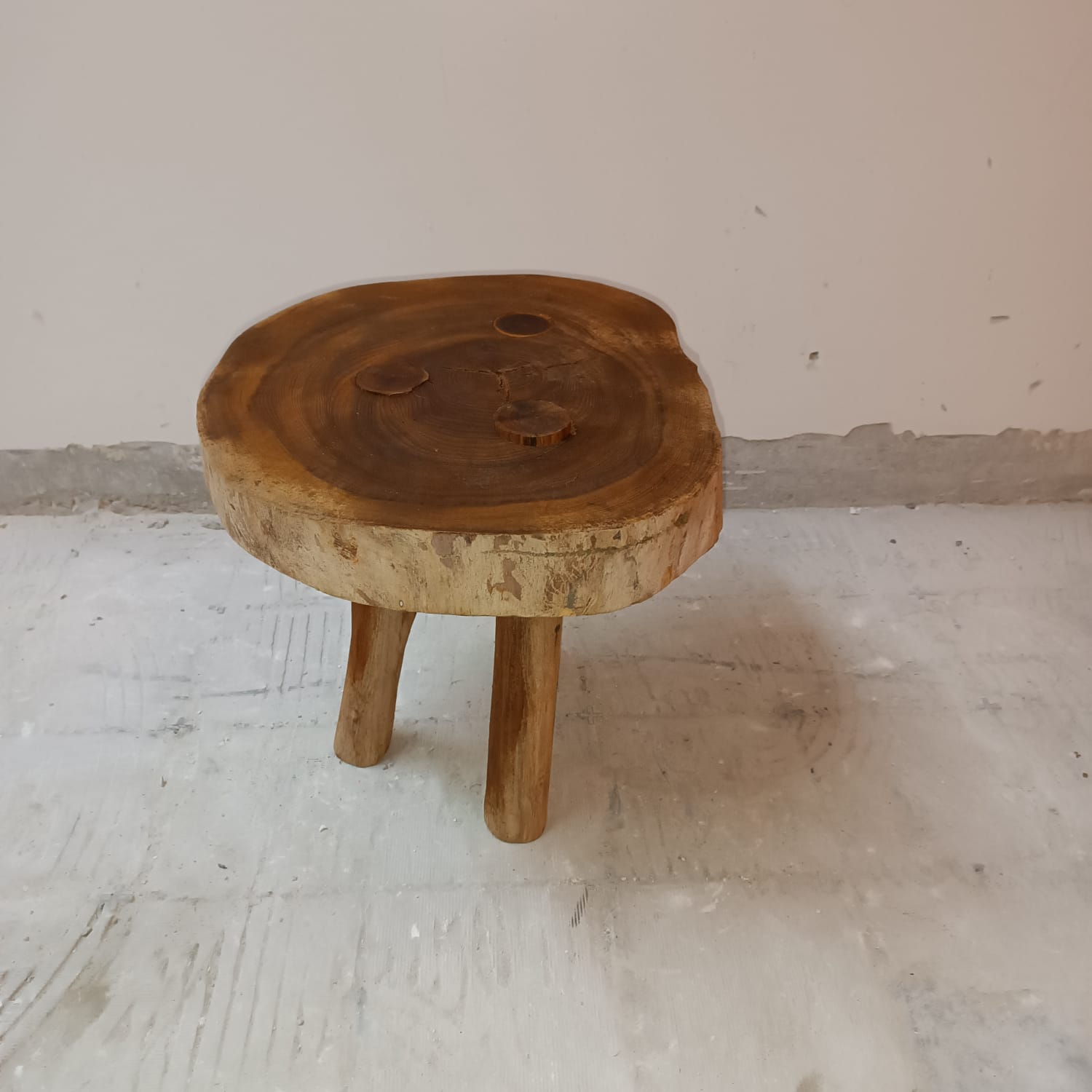 Brutalist solid wood stool