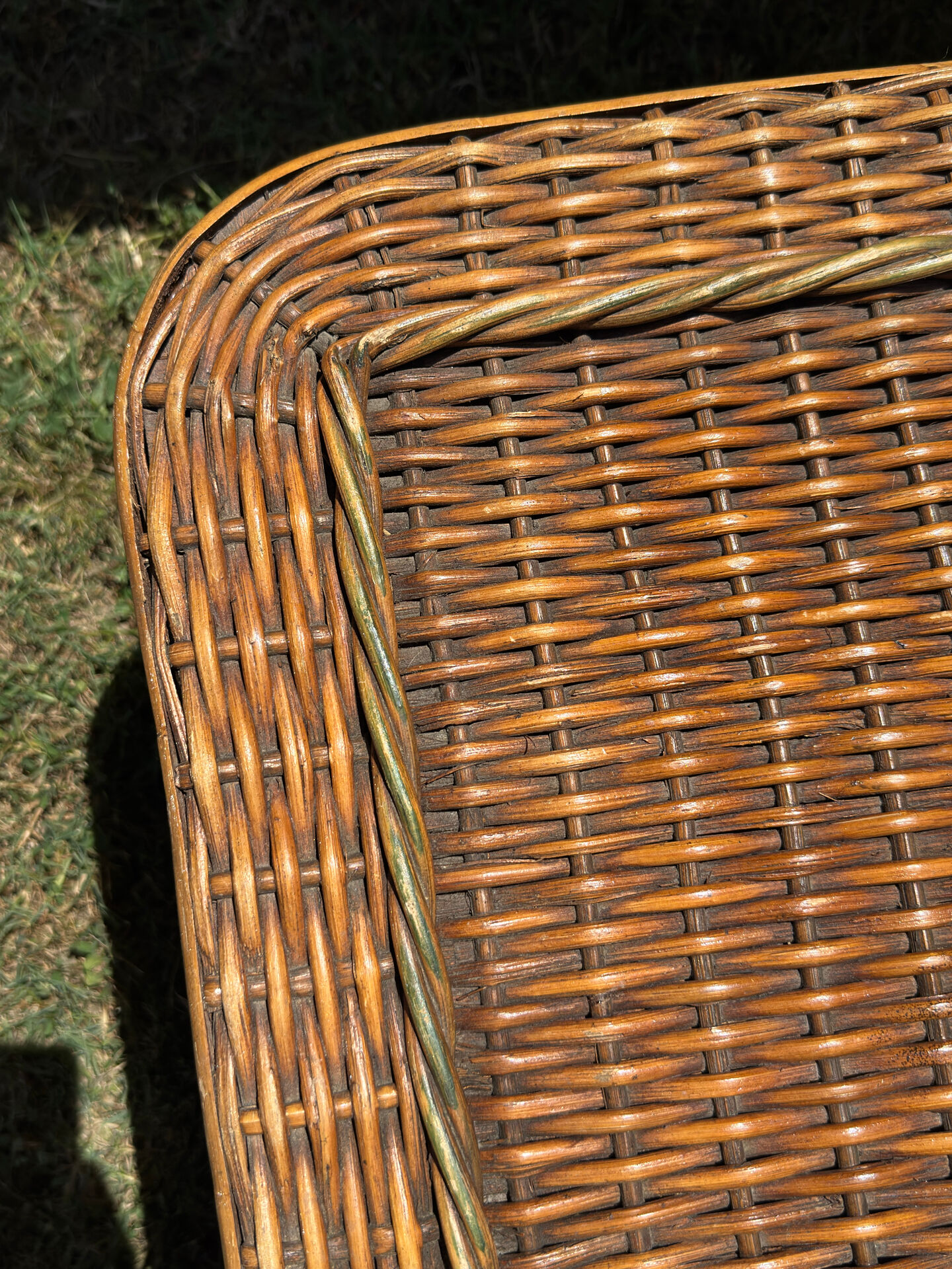 Woven rattan coffee table - 1970s