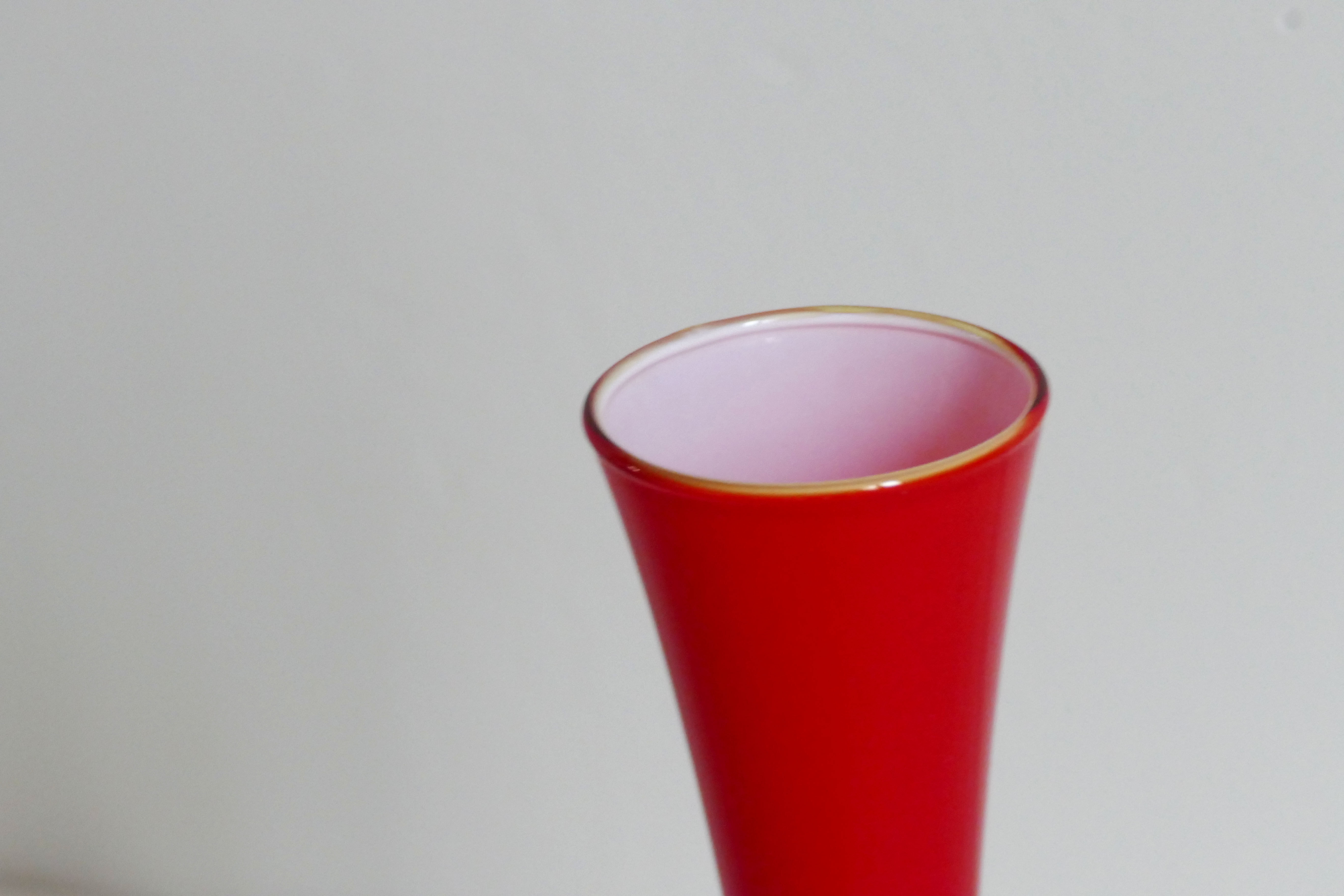 Vintage Soliflore vase in red opaline 70s