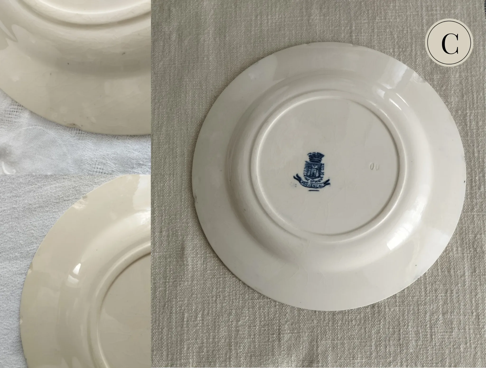 Gien "Provençal" - Set of 3 flat plates Ø 23 cm swallows