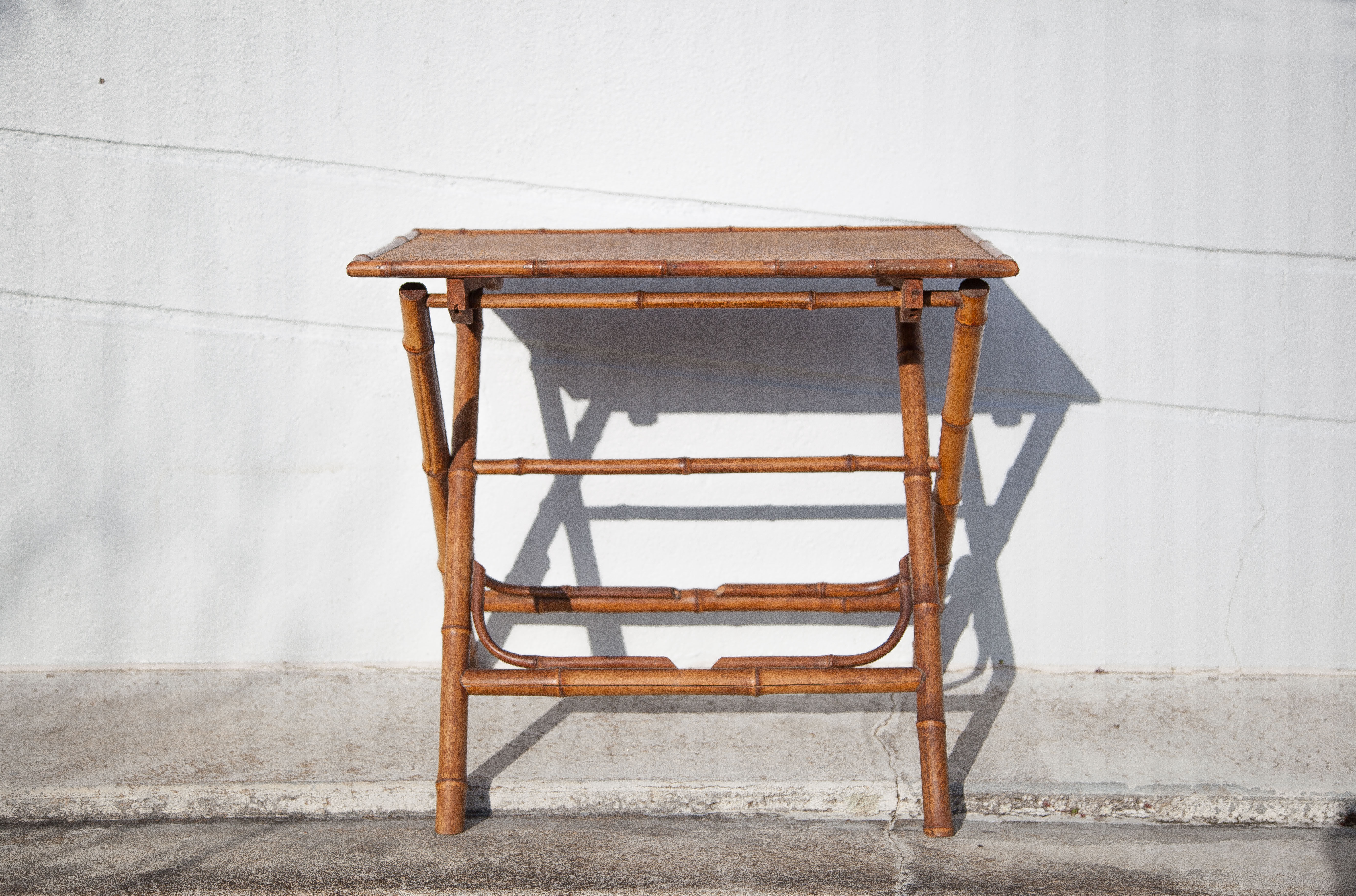 Folding bamboo table side table colonial style table, veranda, patio, interior decor