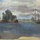 Painting “Lake”, B.Gillet, Oil on strong cardboard