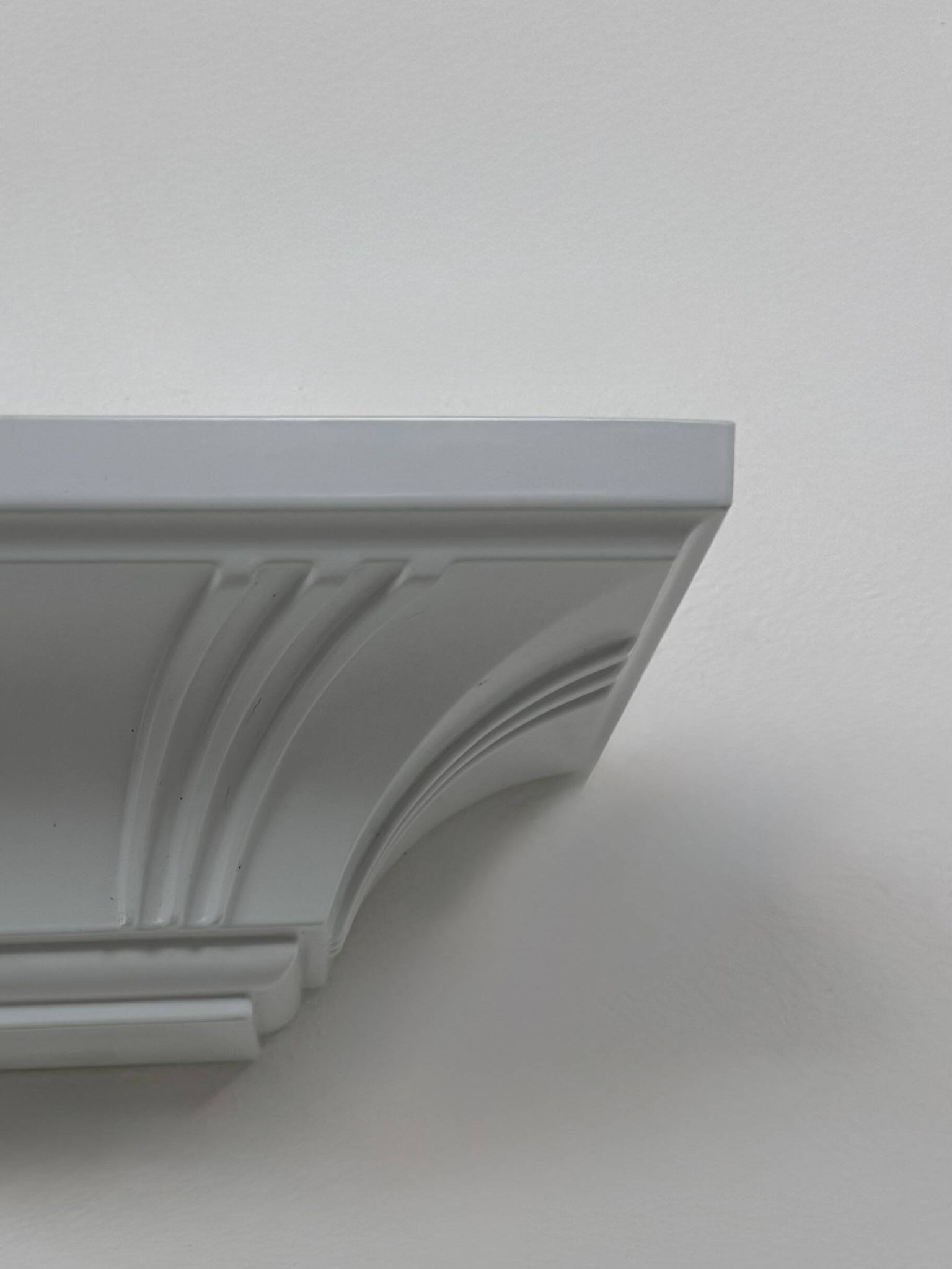 Pair of vintage wall lights, moulded pressed white matte ABS, France, 1980.