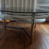 Table basse en verre inox et mélanine