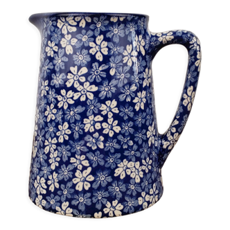 Pichet bleu fleuri - Hillchurch Pottery "Flora", England