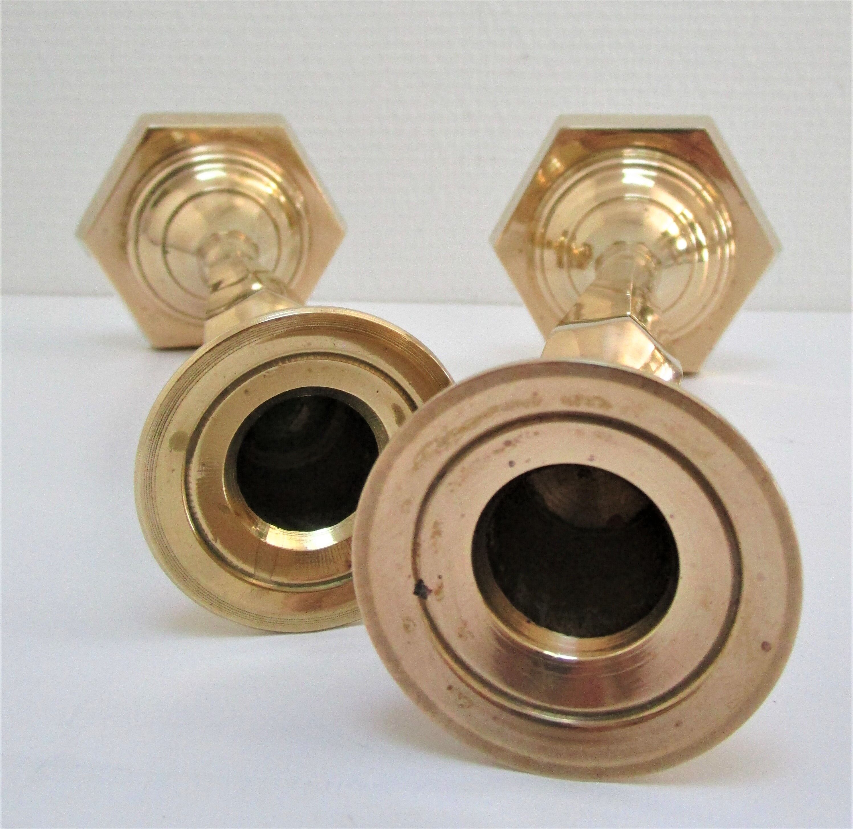Pair of solid brass candle holders neo classic vintage style