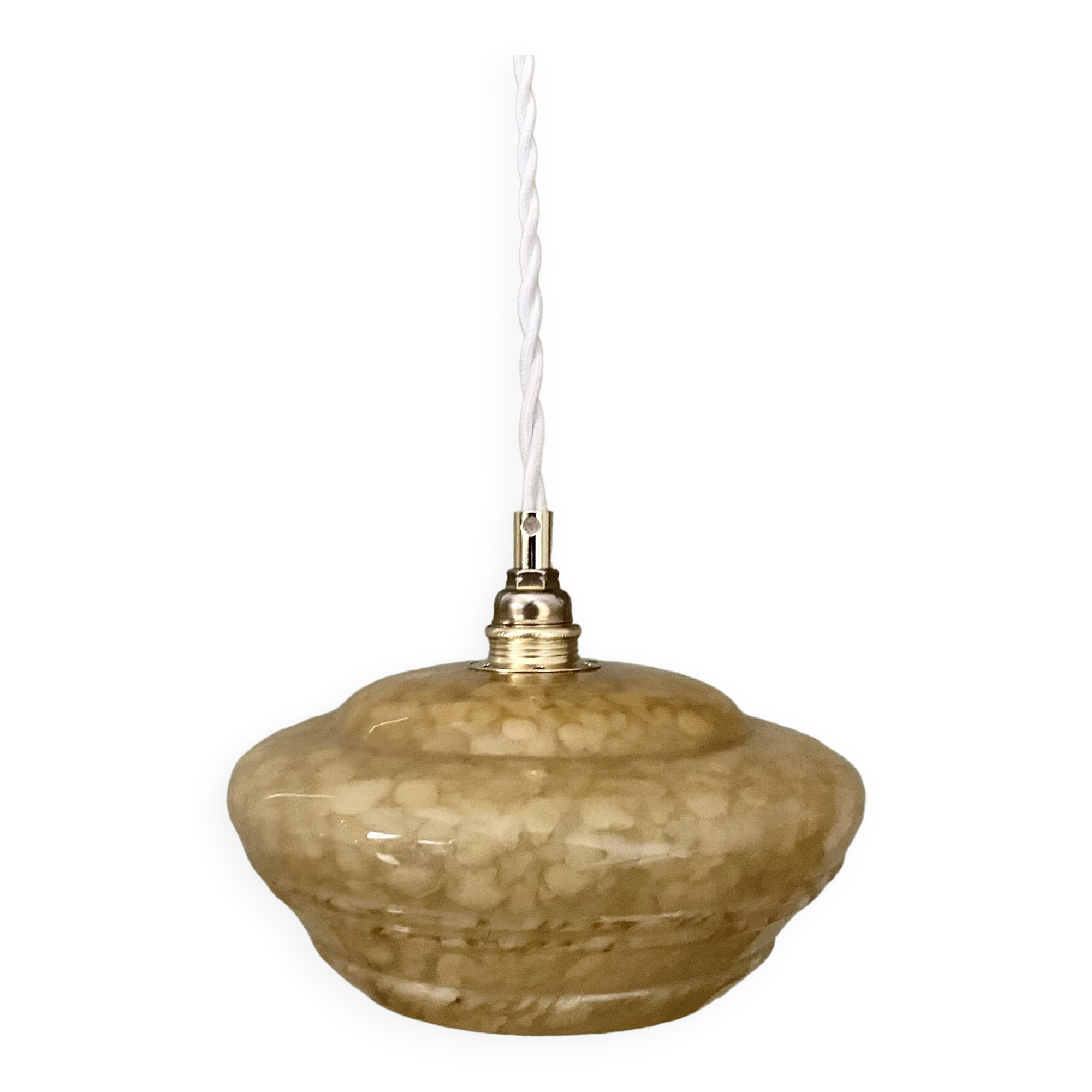 Vintag lampshade pendant light in yellow Clichy glass
