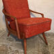Fauteuil vintage mid-century pieds compas style scandi