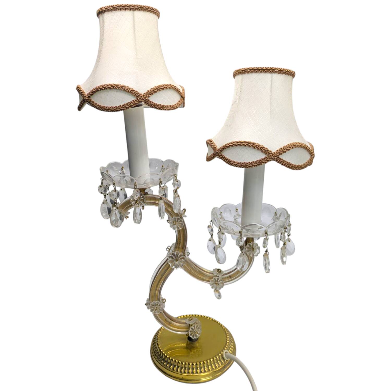 Vintage *Maria Theresa Style Table Lamp – 1950's Crystal & Brass