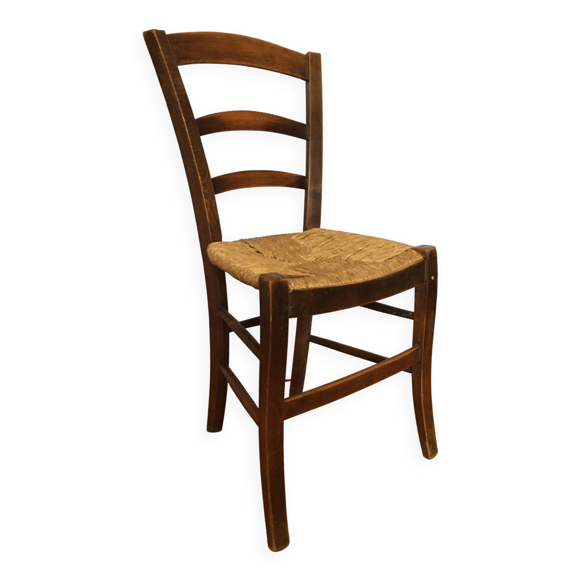 Chaise paillée bois