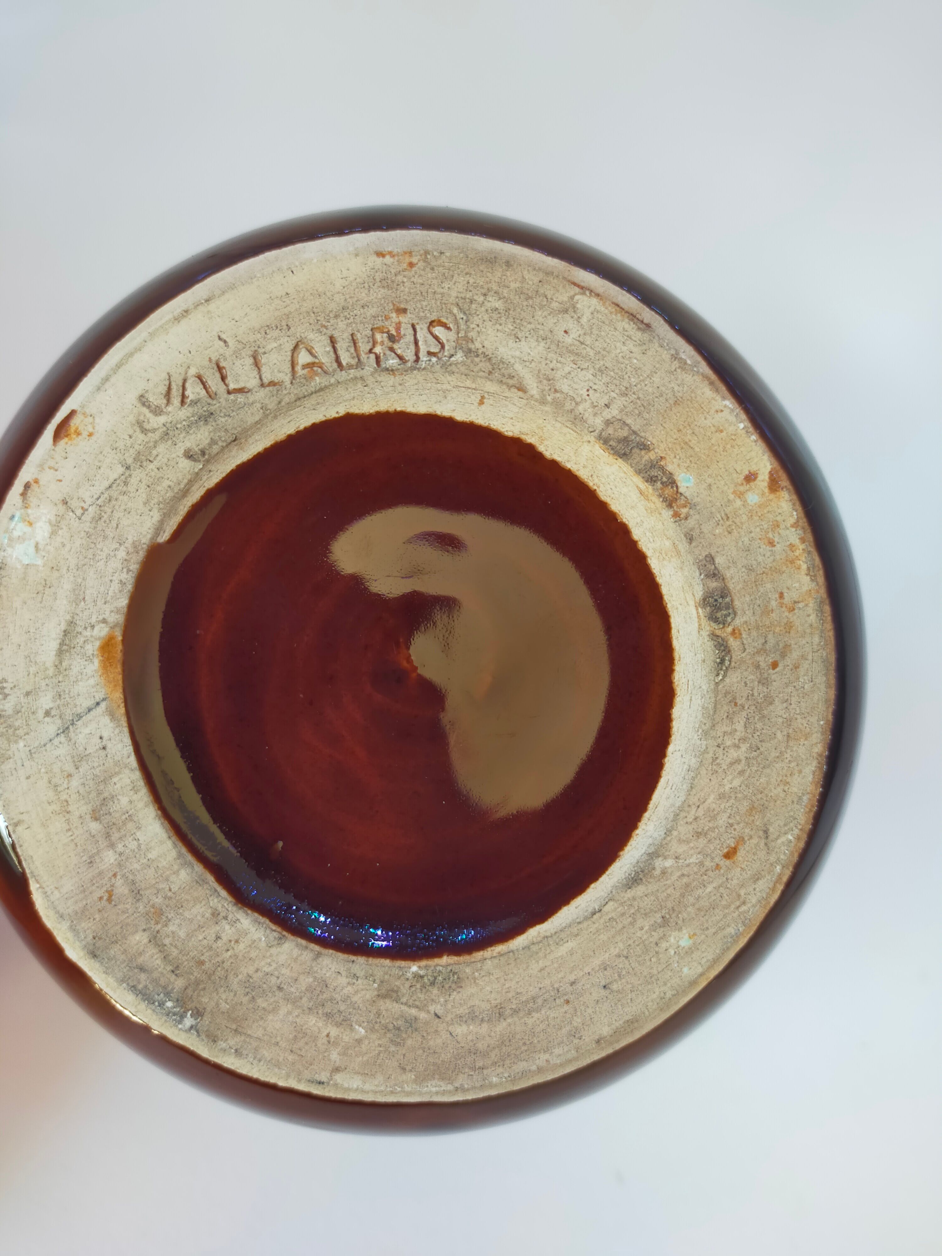 Valauris ceramic cauldron signed