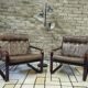 Pair of vintage 1970s faux leather armchairs